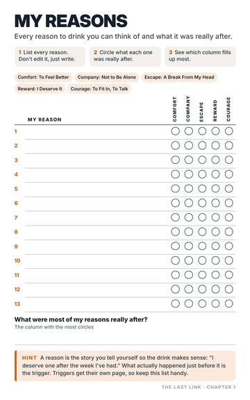 My Reasons worksheet