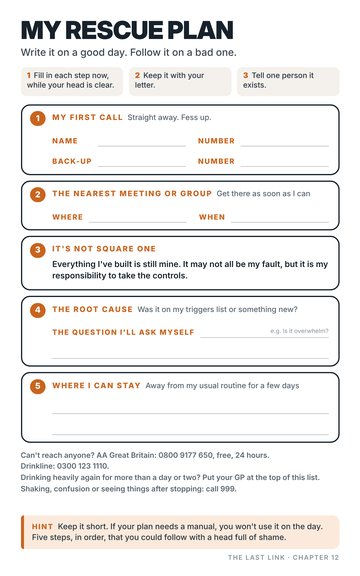 My Rescue Plan worksheet